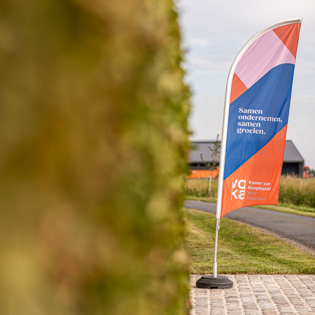 Professionele signalisatie bij aankomst voor een bedrijfsevenement bij ’t Convent